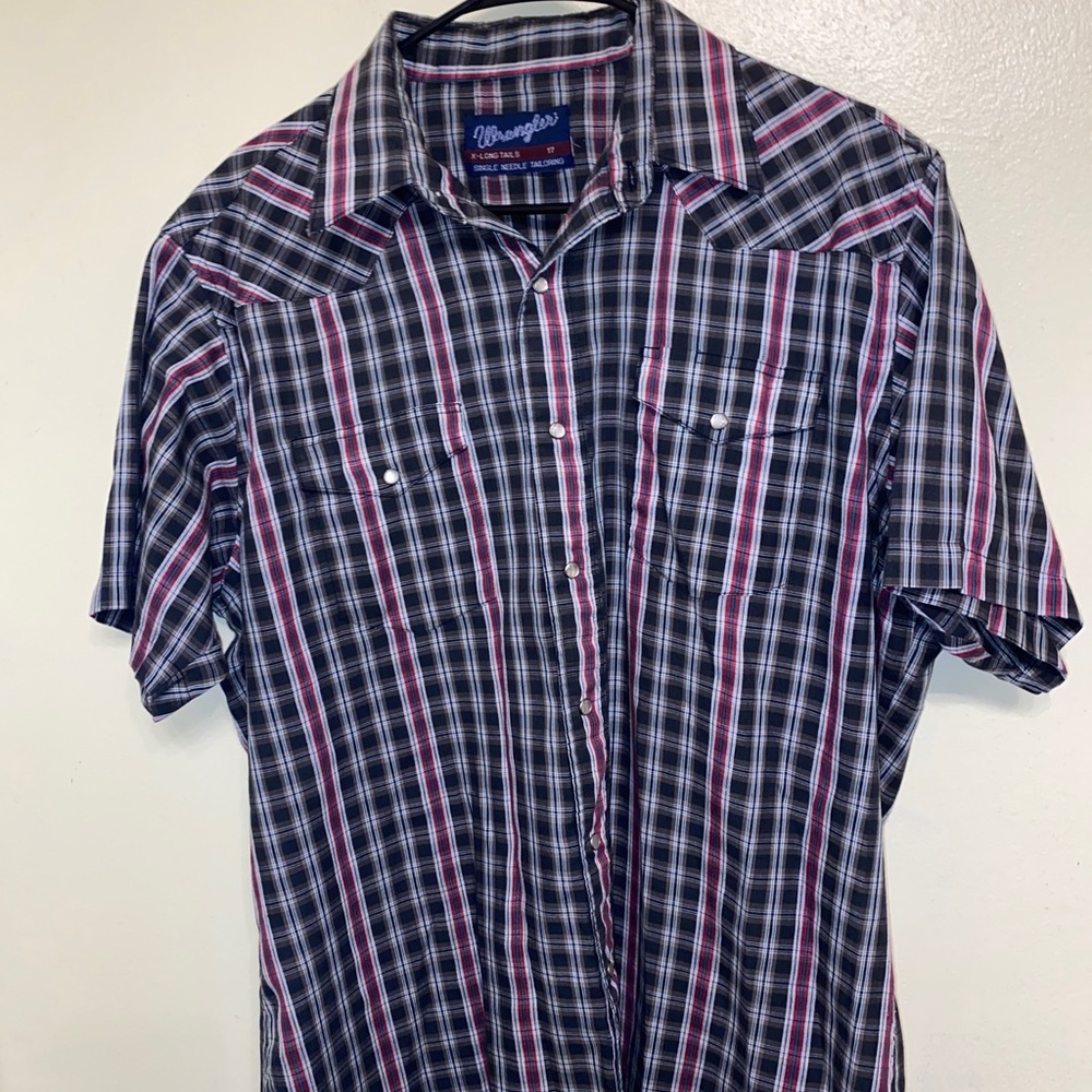 Wrangler pearl snap plaid button